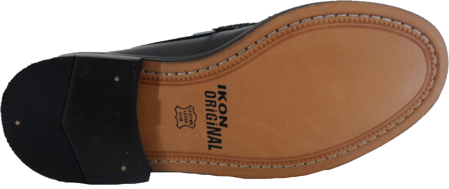 Ikon Original Black Real Weave Retro,Ska,Northern Soul Tassel Loafers